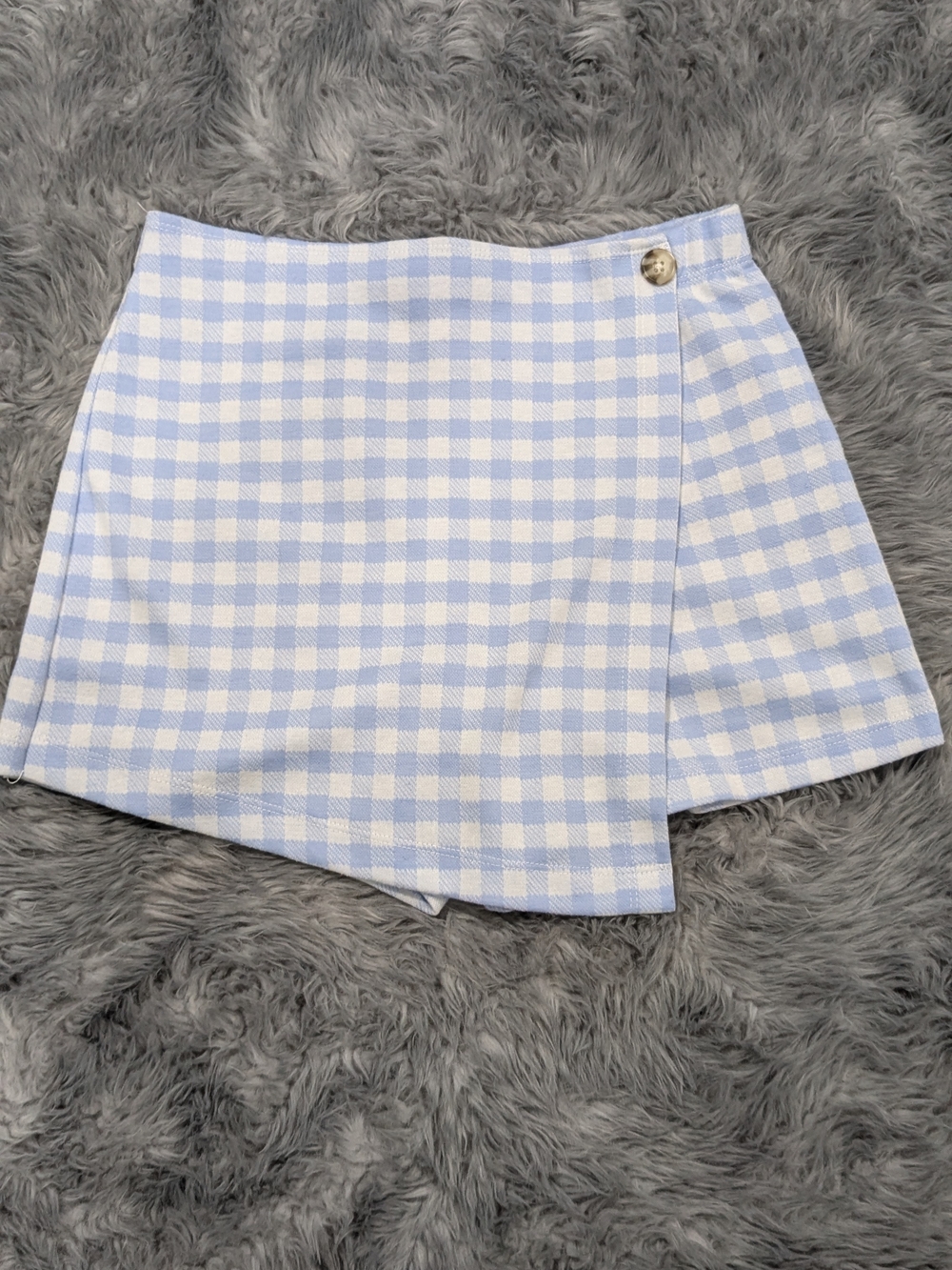 Wallflower Light Blue and White Gingham Wrap Skort